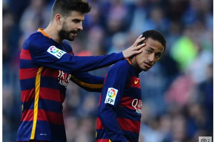 Gerard Pique dan Neymar saat berseragam Barcelona.