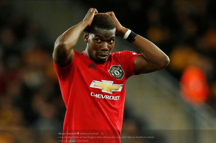 Ekspresi Paul Pogba setelah gagal mencetak gol penalti untuk Manchester United.