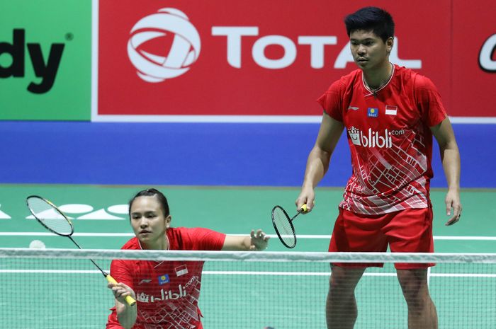 Aksi ganda campuran Indonesia, Praveen Jordan/Melati Daeva Oktavianti pada Kejuaraan Dunia BWF 2019, Rabu (21/8/2019)