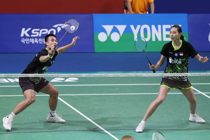 Ganda campuran Indonesia, Hafiz Faizal/Gloria Emanuelle Widjaja ketika berlaga pada babak kesatu hari kedua Korea Open 2019 Rabu (25/9/2019)