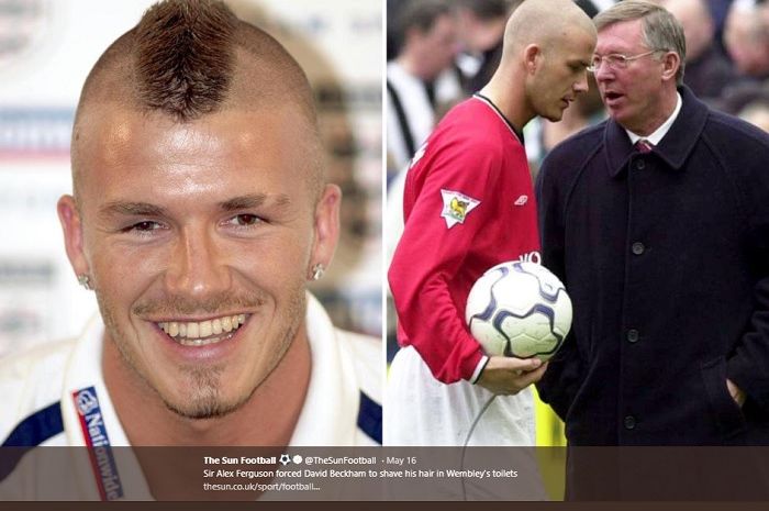 David Beckham terpaksa harus mencukur rambut mohawknya di Stadion Wembley karena disuruh Sir Alex Ferguson.