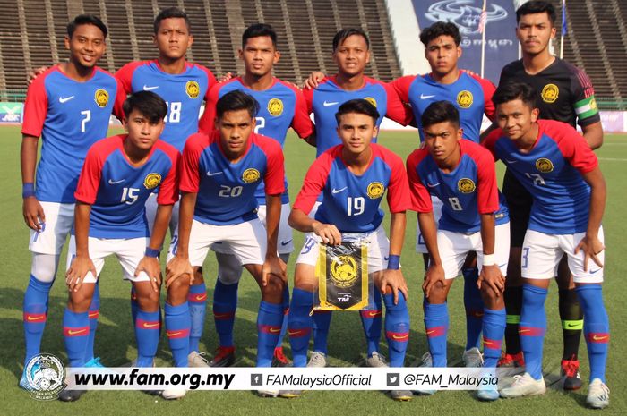 Skuat timnas U-19 Malaysia saat mencukur Kep. Mariana  Utara 10-0 di National Stadium Phnom Penh, Jumat (8/11/2019).