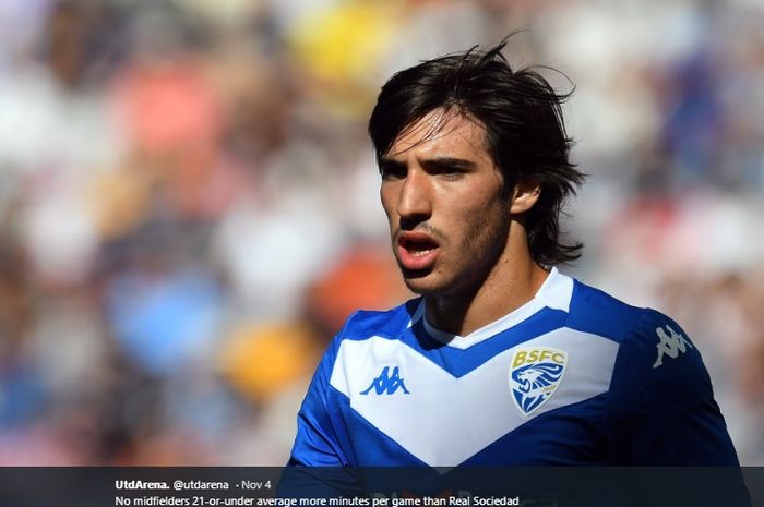 Gelandang tengah muda asal Italia milik Brescia, Sandro Tonali.