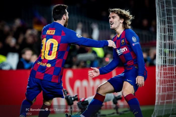 Duo penyerang FC Barcelona, Lionel Messi dan Antoine Griezmann.