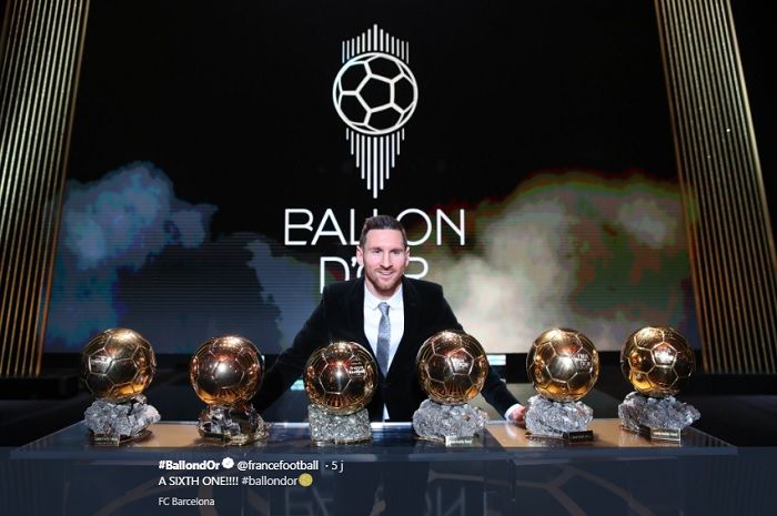 Lionel Messi tambah koleksi trofi Ballon d'Or menjadi 6 piala.