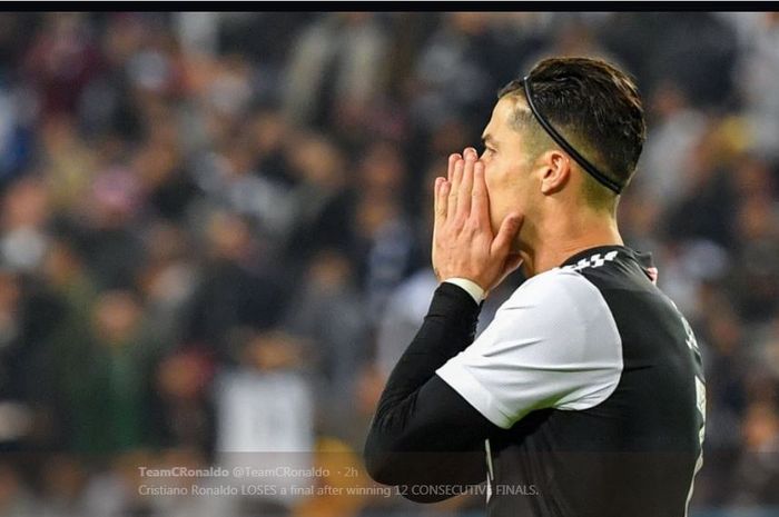 Reaksi bintang Juventus, Cristiano Ronaldo.