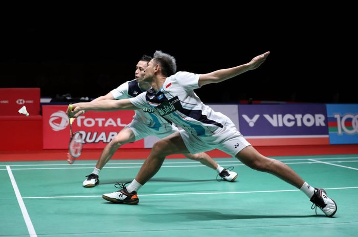 Ganda putra Indonesia, Fajar Alfian/Muhammad Rian Ardianto, tampil pada semifinal Malaysia Masters 2020 di Axiata Arena, Kuala Lumpur, Sabtu (11/1/2020).