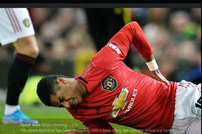 Striker Manchester United, Marcus Rashford mengalami cedera.