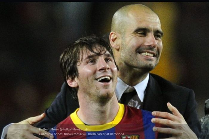 Lionel Messi dan Pep Guardiola saat masih sama-sama di Barcelona.