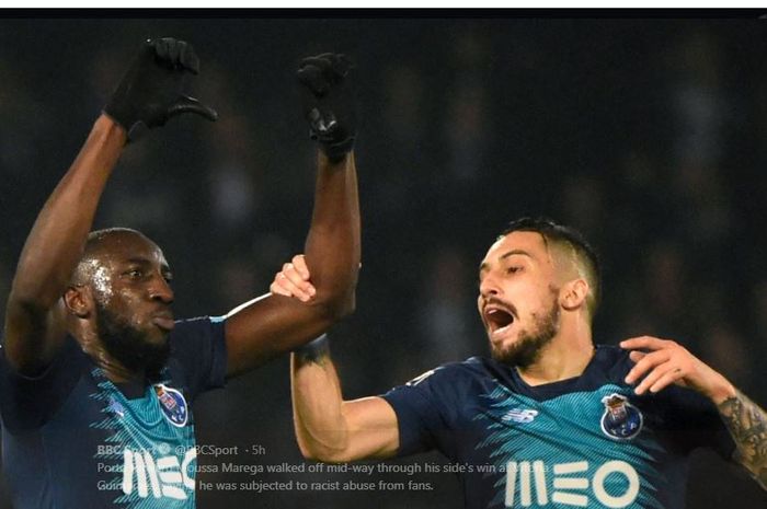 Striker Porto, Moussa Marega, menjadi korban pelecehan rasialis.