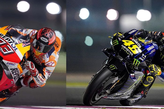 Marc Marquez dan Valentino Rossi sama-sama pemegang rekor titel juara dunia MotoGP keteteran di tes pramusim MotoGP 2020 Qatar hari kedua