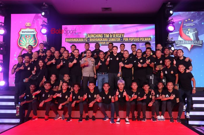 Bhayangkara FC dalam acara launching tim dan jersey di Auditorium PTIK, Jakarta, Senin (24/2/2020).