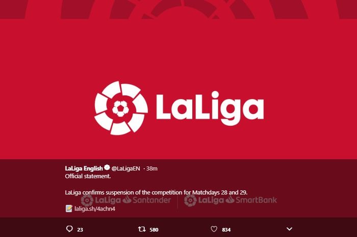 Breaking News - Liga Spanyol Resmi Dihentikan Karena Virus Corona