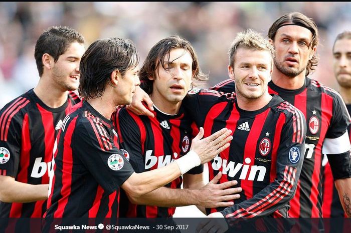 David Beckham (dua dari kanan) bersama bintang-bintang AC Milan.