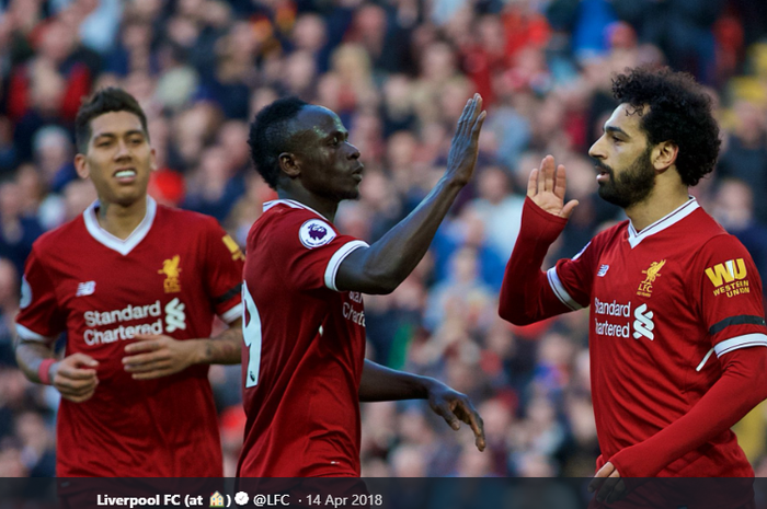 Tiga penyerang Liverpool, Roberto Firmino (Kanan), Sadio Mane (Tengah) dan Mohamed Salah (Kiri), kerap disebut sebagai grup penyerang terbaik di Liga Inggris.