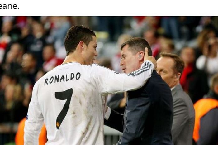 Saat berseragam Real Madrid, Cristiano Ronaldo berbicara dengan Roy Keane.