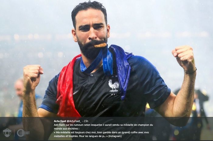 Bek timnas Perancis di Piala Dunia 2018, Adil Rami yang gajinya selama tiga bulan tidak dibayarkan klubnya, PFC Sochi.