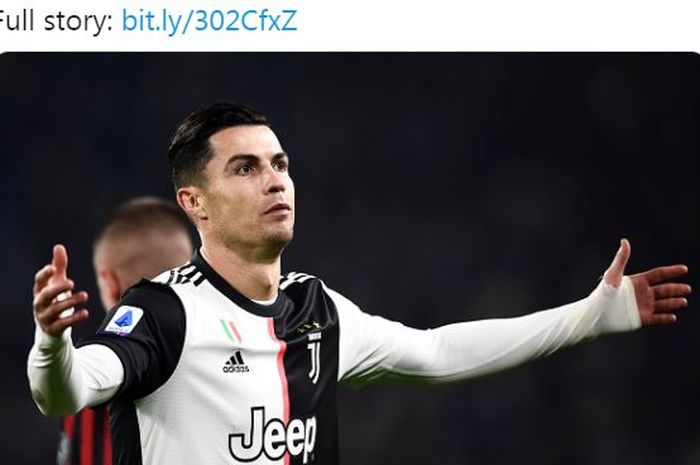 Ekspresi megabintang Juventus, Cristiano Ronaldo.
