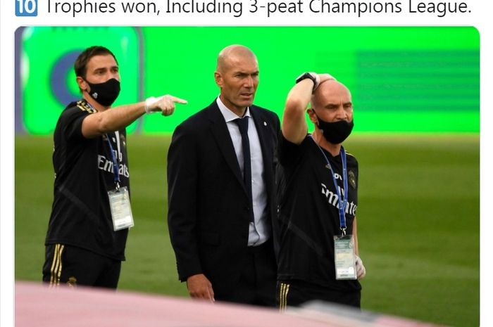 Ekspresi pelatih Real Madrid, Zinedine Zidane.