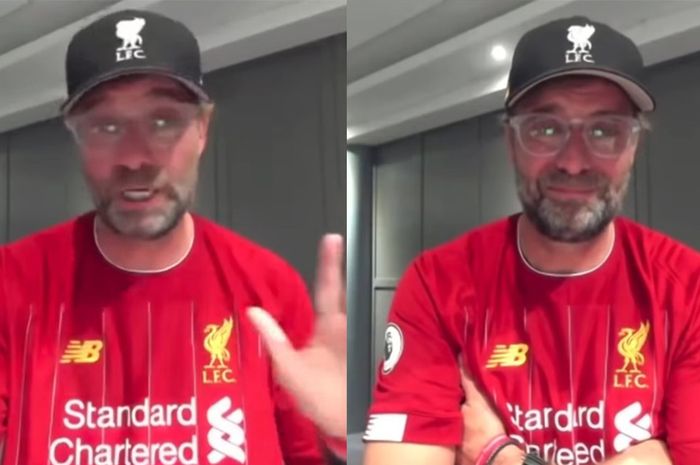 Pelatih Liverpool Juergen Klopp terlihat emosional dan tak mampu menahan rasa harunya saat  menjalani wawancara dengan Sky Sport setelag Liverpool resmi menjadi juara Liga Inggris 2019/2020.