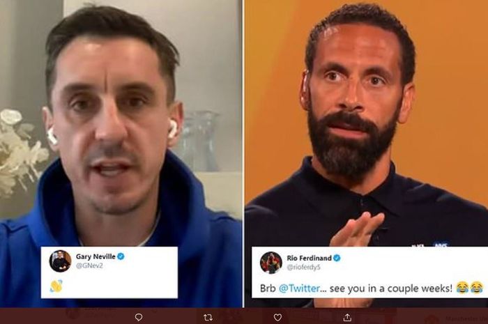 Duo legenda Manchester United, Rio Ferdinand dan Gary Neville, pamit dari Twitter.