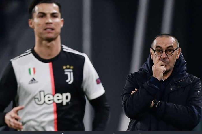 Cristiano Ronaldo dan pelatih Juventus, Maurizio Sarri.