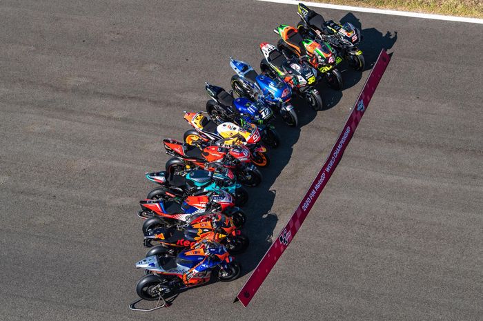 Motor para pembalap MotoGP yang akan digunakan pada MotoGP 2020 di Sirkuit Jerez, Spanyol, Kamis (16/7/2020).