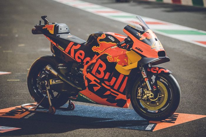 Motor balap KTM RC16 yang dipakai tim Red Bull KTM Factory Racing pada MotoGP musim 2019.  