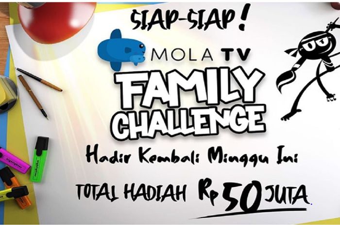  Mola TV kembali menggelar program Mola TV Family Challenge dan mengajak keluarga Indonesia untuk berkreasi bersama Mola Kids di rumah melalui kompetisi MolaTVArtNinja berhadiah uang tunai Rp 50 juta.