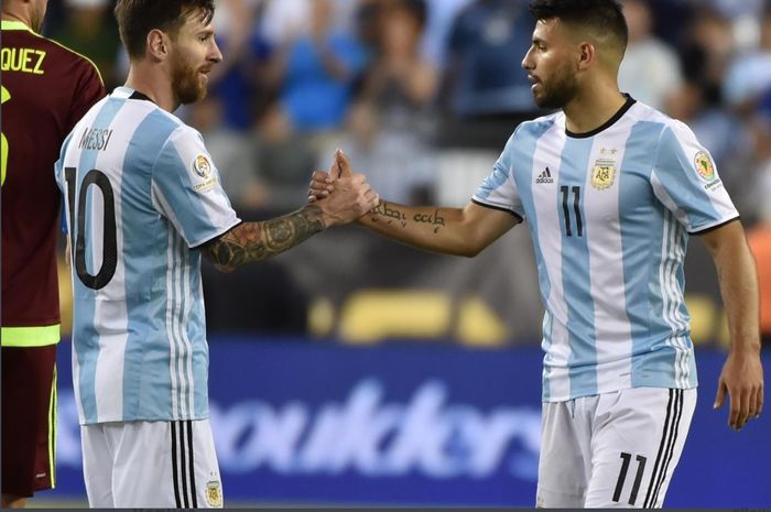 Lionel Messi dan Sergio Aguero.