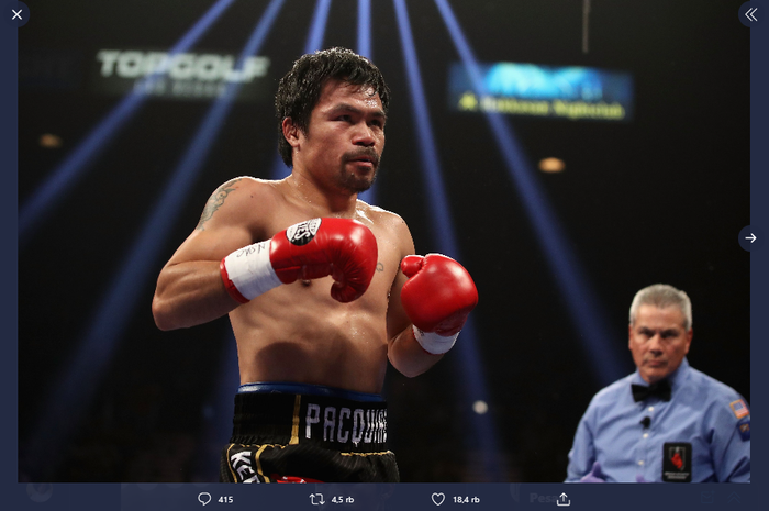 Petinju kelas welter asal Filipina, Manny Pacquiao. 