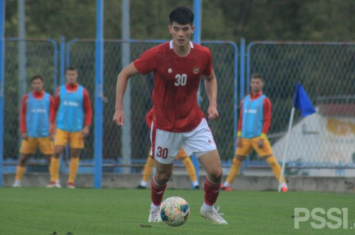 Elkan Baggott saat memperkuat timnas U-19 Indonesia kontra Makedonia Utara di Stadion NK Junik, Sinj, Split, Kroasia, Minggu (11/10/2020).