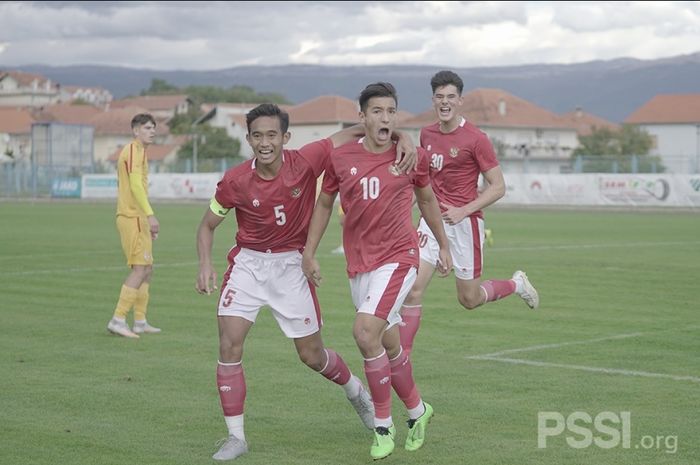 Jack Brown saat mencetak gol bagi timnas U-19 Indonesia ke gawang Makedonia Utara (11/10/2020).