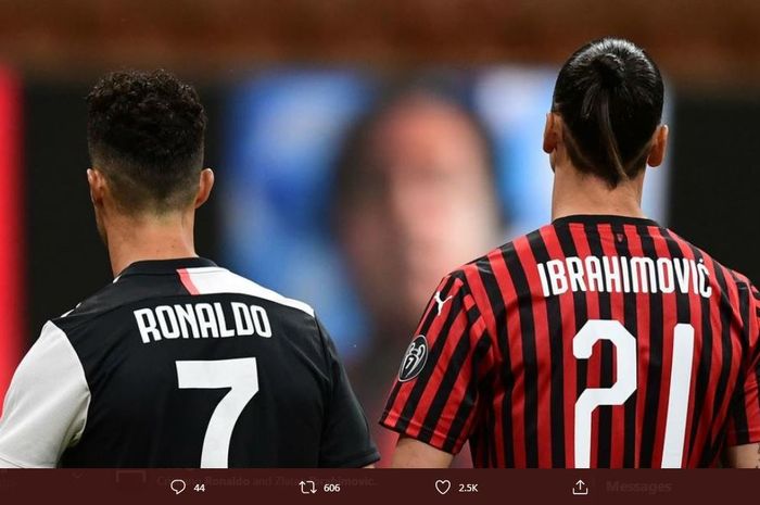 Cristiano Ronaldo dan Zlatan Ibrahimovic dalam laga Juventus kontra AC Milan.