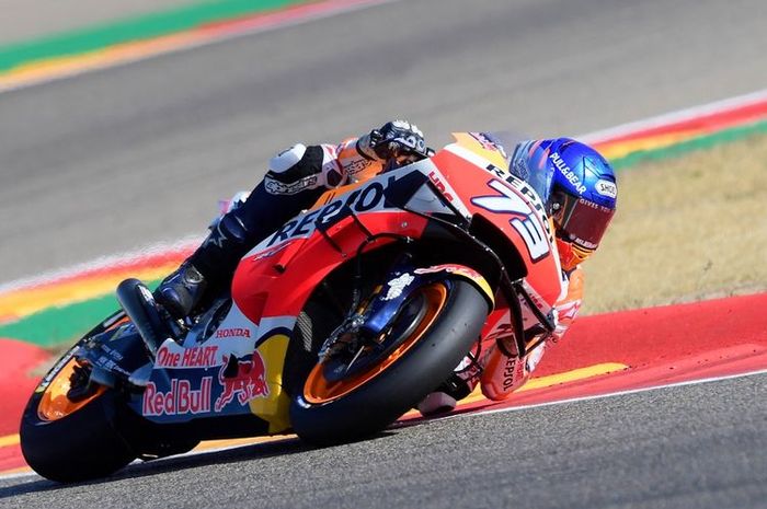 Alex Marquez saat berlaga di MotoGP Aragon. (Photo by JOSE JORDAN / AFP) (JOSE JORDAN)  