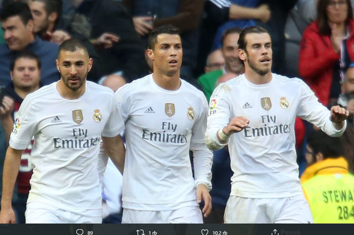 Trio BBC Real Madrid yang terdiri dari Gareth Bale, Karim Benzema, dan Cristiano Ronaldo