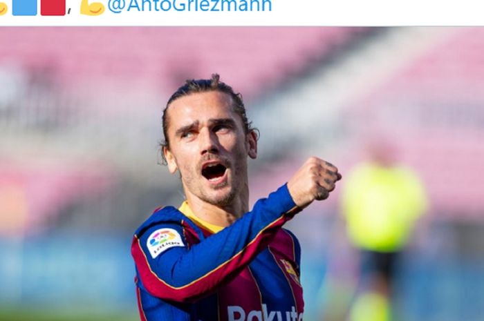 Pemain Barcelona, Antoine Griezmann, mencetak satu gol saat menjamu Osasuna di Stadion Camp Nou dalam laga pekan ke-11 Liga Spanyol 2020-2021, Minggu (29/11/2020) pukul 20.00 WIB