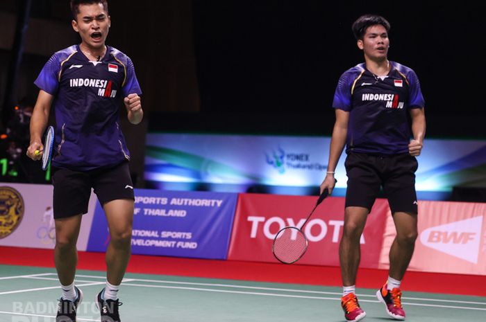 Ganda putra Indonesia, Leo Rolly Carnando dan Daniel Marthin, pada babak perempat final Thailand Open I 2021, Jumat (15/1/2021)