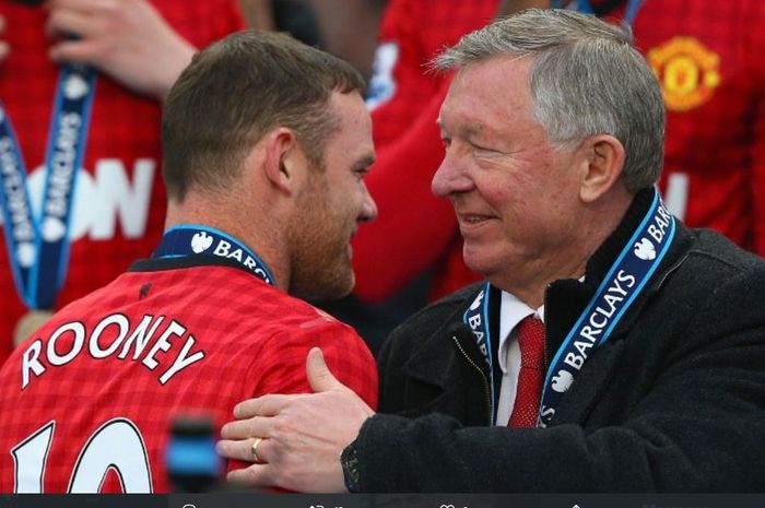 Wayne Rooney dan Sir Alex Ferguson saat masih sama-sama membela Manchester United.