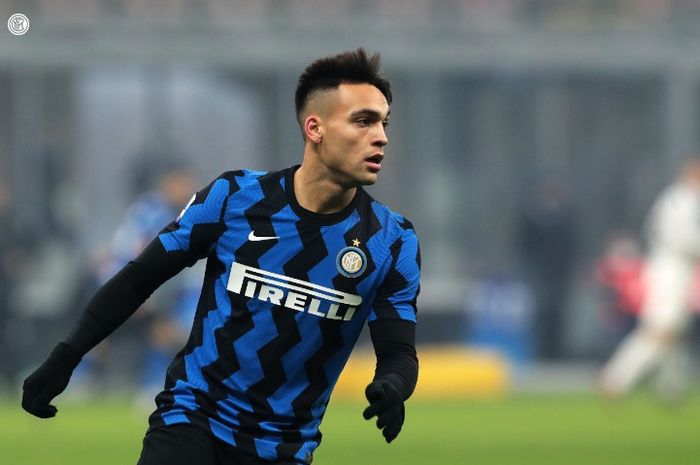 Penyerang Inter Milan, Lautaro Martinez, saat menjamu Juventus dalam laga pekan ke-18 Liga Italia 2020-2021, Minggu (17/1/2021) waktu setempat atau Senin pukul 02.45 WIB.