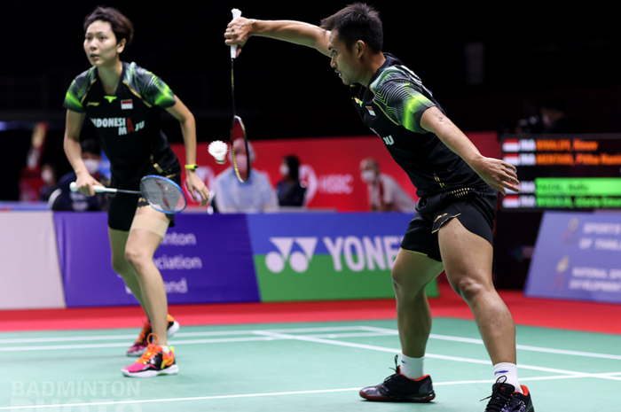 Pasangan ganda campuran Indonesia, Hafiz Faizal/Gloria Emanuelle Widjaja, saat tampil pada babak kesatu Thailand Open II 2021 di Impact Arena, Bangkok, Rabu (20/1/2021).