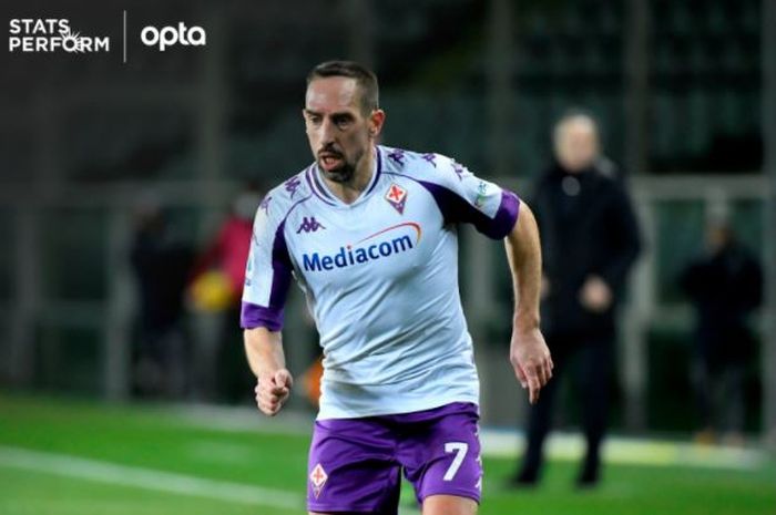 Franck Ribery beraksi dalam partai Liga Italia antara Torino vs Fiorentina, 29 Januari 2021.