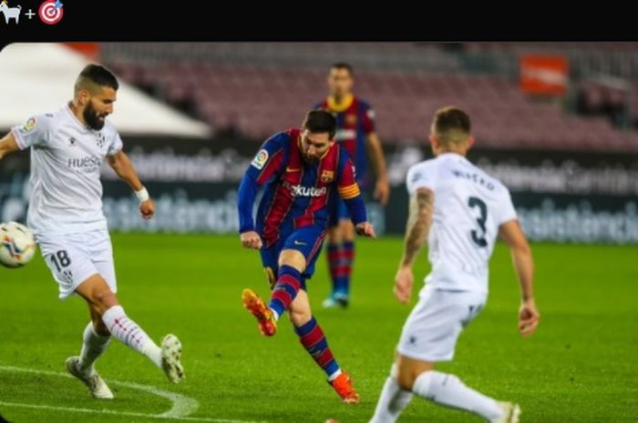Lionel Messi membuka keunggulan Barcelona atas Huesca melalui sepakan cantiknya pada menit ke-15.
