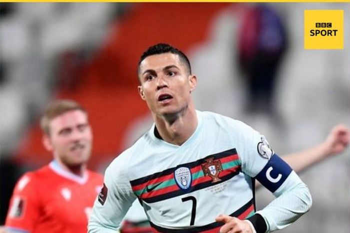 Megabintang timnas Portugal, Cristiano Ronaldo, merayakan gol yang dicetak ke gawang timnas Luksemburg dalam laga Grup A Kualifikasi Piala Dunia 2022 Zona Eropa di Stade Josy Barthel, Selasa (30/3/2021).