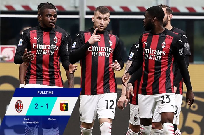 AC Milan sukses meraih kemenangan 2-1 atas Genoa dalam lanjutan pekan ke-31 Liga Italia 2020-2021 berkat gol bunuh diri.