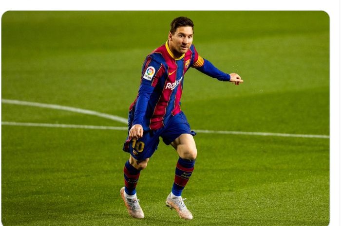 Penyerang Barcelona, Lionel Messi, pada laga kontra Getafe di Camp Nou, Kamis (22/4/2021) waktu setempat atau Jumat dini hari WIB.