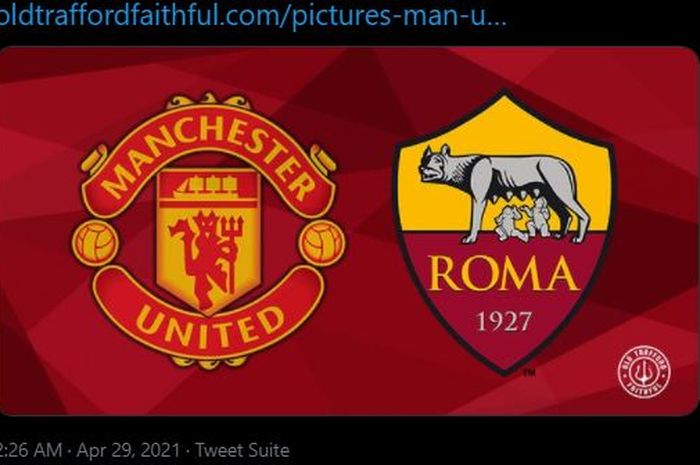 Ilustrasi pertandingan Manchester United melawan AS Roma di semifinal Liga Europa 2020-2021.