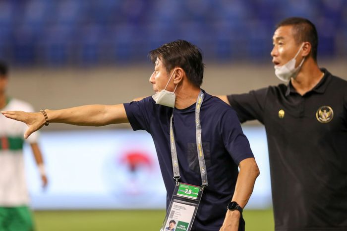  Pelatih timnas Indonesia, Shin Tae-yong  di laga timnas Indonesia Vs Vietnam, Senin (7/6/2021) malam WIB.