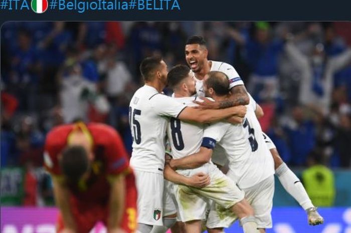 Timnas Italia menekuk Belgia di perempat final Euro 2020, 2 Juli 2021.