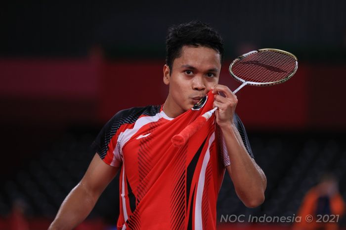 Tunggal putra Indonesia, Anthony Sinisuka Ginting melaju ke babak perempat final Olimpiade Tokyo 2020.